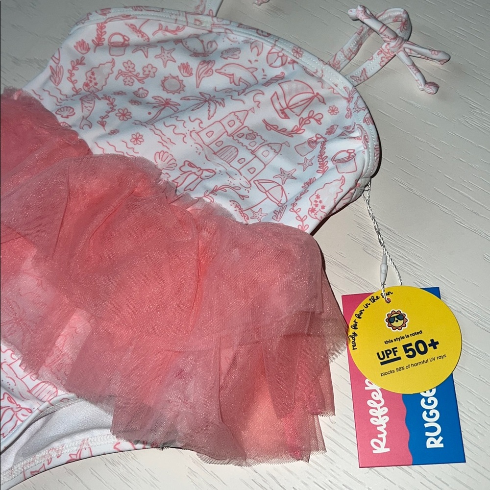 Rufflebutts By the Seaside Tulle Swimsuit 18-24 months 2T 3T 5 6 7 8 - Picture 3 of 5